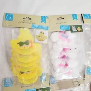 Last Chance Lot (10) Easter Craft Kits With Wooden Shapes Ceramic Pom Poms Felt