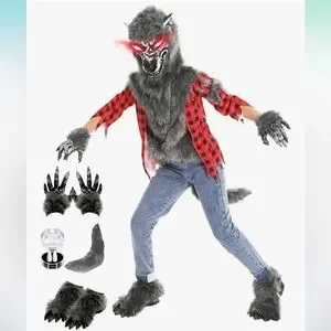 LAST ONE NWT Werewolf Costume Wolf Suits with Light Up eyes AM PRICE $38
