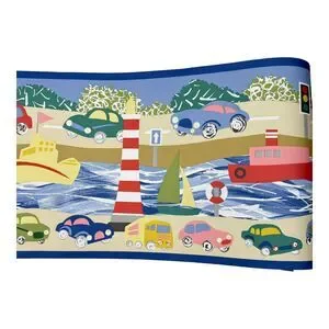 Laura Ashley Wallpaper Border 3 Rolls Children's Nursery Bus Cars Boat 32’x10”