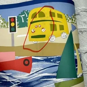 Laura Ashley Wallpaper Border 3 Rolls Children's Nursery Bus Cars Boat 32’x10”