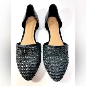 LAUREN CONRAD Women’s Calcite Slip On Woven Flats Black Size 6M