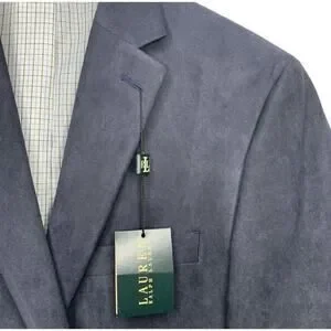Lauren Ralph Lauren Leland Microsuede Blazer Jacket Mens Size 40R Blue NWT $225