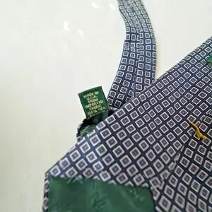 Lauren Ralph Lauren Silk Tie Blue Geometric Pattern 34" Wide 57.5" Long – U.S.A