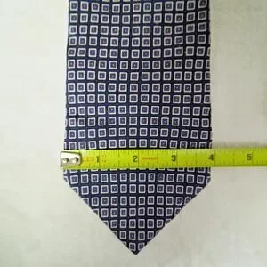 Lauren Ralph Lauren Silk Tie Blue Geometric Pattern 34" Wide 57.5" Long – U.S.A