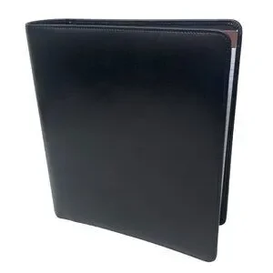 Leather Binder Organizer Black Luxury Office Accessory 2" Rings Leather Binder Organizer Black Luxury Office Accessory 2" Rings