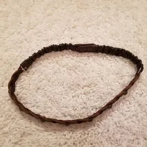 Leather Braided Belt With Studs & Stretch S