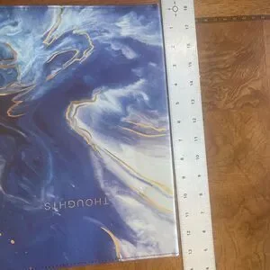 Leather Folder Blue Marble Design Folio With Paper