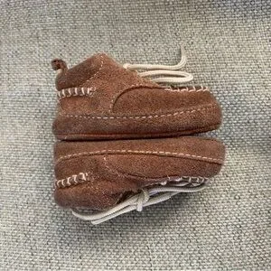 Leather Moccasins Infant Baby Newborn Size 1 Brown Lace Up Shoe Winter Fall Boho