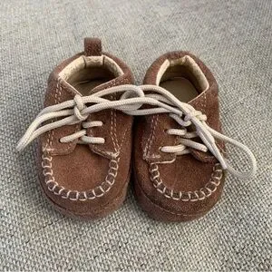 Leather Moccasins Infant Baby Newborn Size 1 Brown Lace Up Shoe Winter Fall Boho