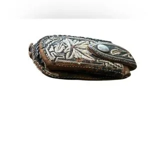 Leather Phone Holster With Floral Design- Belt Accessory