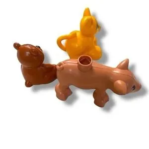 Lego - Lot 3 Duplo Animals - Pig Cat And Teddy Bear