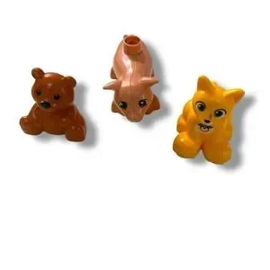 Lego - Lot 3 Duplo Animals - Pig Cat And Teddy Bear