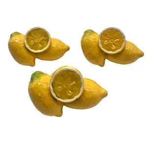 Lemons Cabinet Drawer Knobs Novelty Fruit Food Yellow Figural Vintage Lot 3