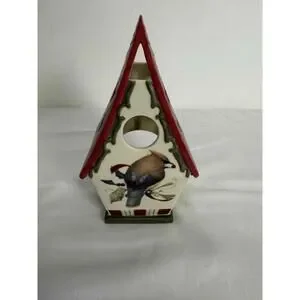 Lenox Birdhouse Multicolor Ceramic Painted Decorative Candle Holder