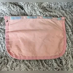 LeSportsac Make-up / Pencil Bag. Vintage Pink With Blue Logo