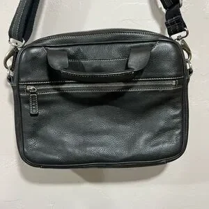 Levenger Brown Full Grain Leather Shoulder Business Bag