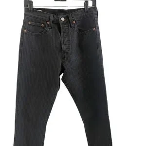 Levi's 501 Premium Black Striped Denim Boot Cut Jeans Sz W27 X L28