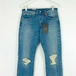 Levi's 502 Taper Distressed Jeans 31x32 NEW Justin Timberlake Fresh Leaves