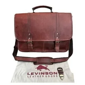 LEVINSON Everest Buffalo Leather Messenger Bag Brown & Dust Cover