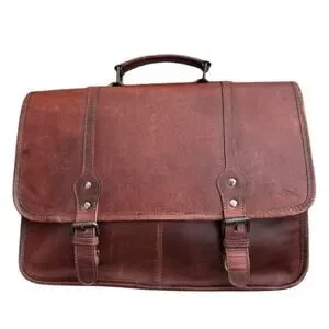 LEVINSON Everest Buffalo Leather Messenger Bag Brown & Dust Cover