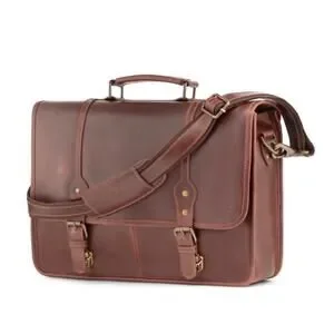 LEVINSON Everest Buffalo Leather Messenger Bag brown & dust cover