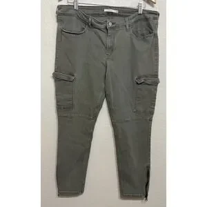 Levis 711 Skinny Jeans Women's Olive Green W33 Cargo Stretch Ankle Zip Pants