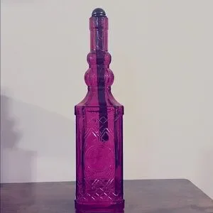 Light Up Fuchsia Glass Fairy Lights Decorative Home Accent Glass Bottle Pink