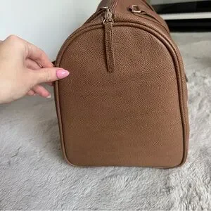 Lightweight Brown Faux Leather Tote Duffle Bag Men Woman’s Unisex Travel Bag