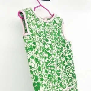 Lilly Pulitzer Vintage White Label Corduroy Green And White Jumper Dress Size 8