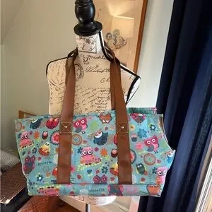 Lily Bloom Owl Print Pet Carrier Tote