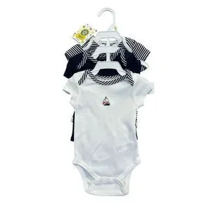 Little Me 100% Cotton Nautical Baby Shortsleeve Onesies Set 3 Months