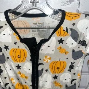 Little Sleepies Halloween Costume Pajama - Gray Black And Orange 6-12 Months