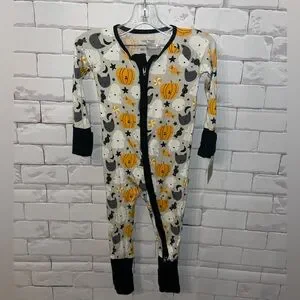 Little Sleepies Halloween Costume Pajama - Gray Black and Orange 6-12 months