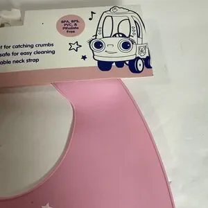 LITTLE TIKES Pink Silicone BABY BIB Deep Pocket & Adjust. Food Grade NEW