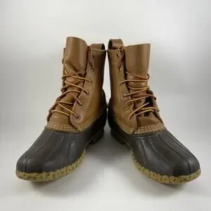 LL Bean Bean Boots 8” Duck Boots Womens Size 6 M (BM) Brown Leather Waterproof