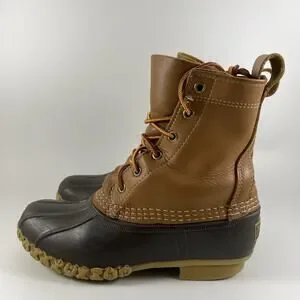 LL Bean Bean Boots 8” Duck Boots Womens Size 6 M (BM) Brown Leather Waterproof