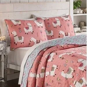 Llama Twin Cotton Reversible Quilt Set