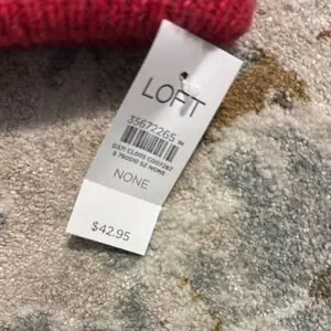 LOFT Pink And Red Knit Beanie Hat