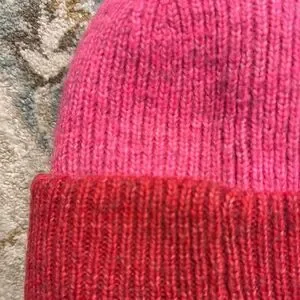 LOFT Pink And Red Knit Beanie Hat
