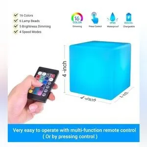 LOFTEK 4-inch LED Cube Lights: RGB 16 Colors Cosmic Cube LED With Remote Control