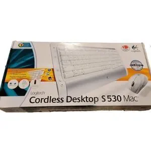 Logitech Cordless Desktop S530 Laser for Mac Keyboard Mouse Receiver Is Wrapped