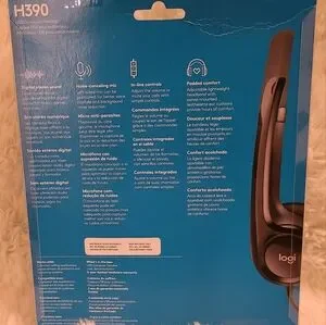 LOGITECH H390 Black Over The Ear Noise Canceling Headset USB Computer NEW