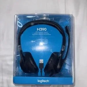 Logitech H390 Wired USB-A On-Ear Stereo Headphones w/Noise Canceling Mic NEW NIB