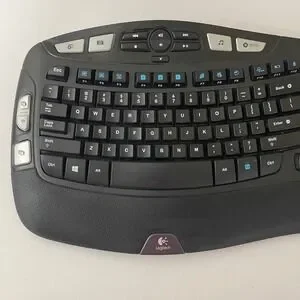 Logitech K350 Wireless Ergonomic Comfort Keyboard Black Tested NO USB DONGLE