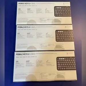 Logitech Pebble Keys 2 K380S Computer Keyboard Graphite Set Of 3