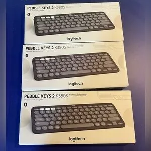 Logitech Pebble Keys 2 K380S Computer Keyboard Graphite Set of 3