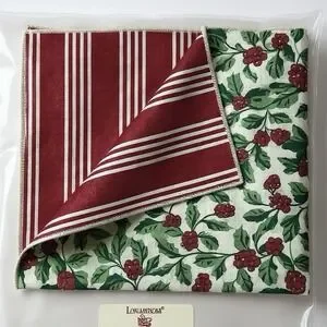 Longaberger Accent Fabric Traditional Holly Red Stripe 12" Basket Liner Holiday