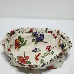 Longaberger Fruit Medley Print Fabric Liner Mult Color Basket SEE Measurements
