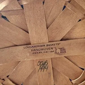 Longaberger Round Button Basket Liner Protector Leather Handles