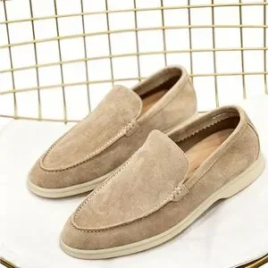 Loro Piana Beige Suede Boat Shoes